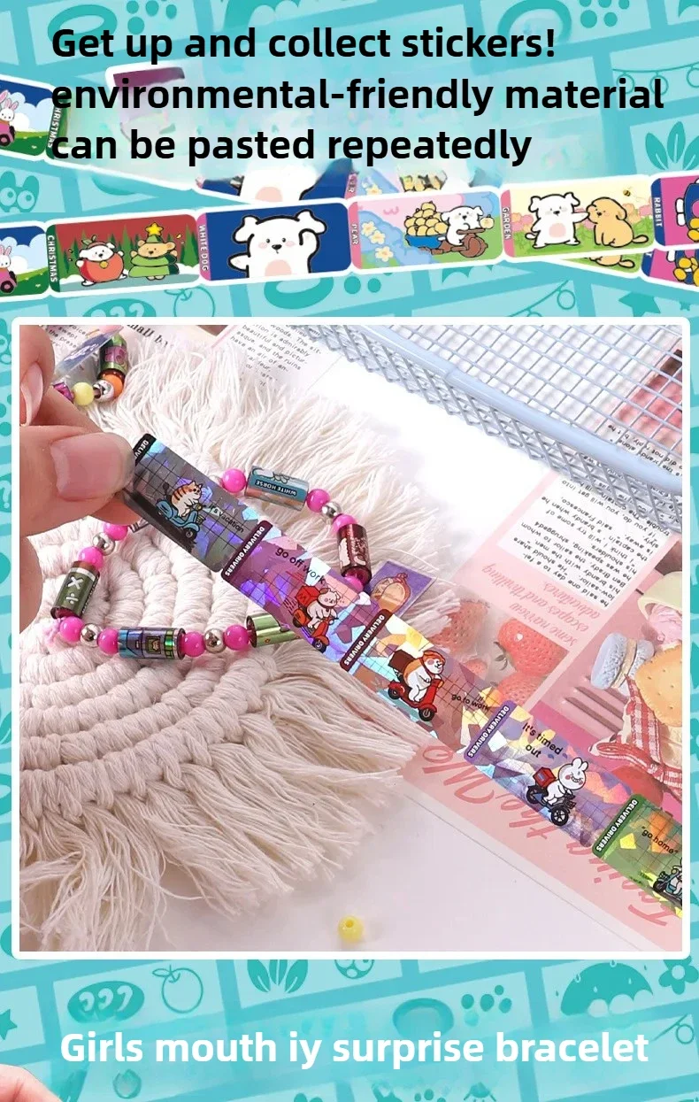 80/160 pcs hot selling kids children toy sticker creative funny stationery stick rolls Sticker bracelet colorful