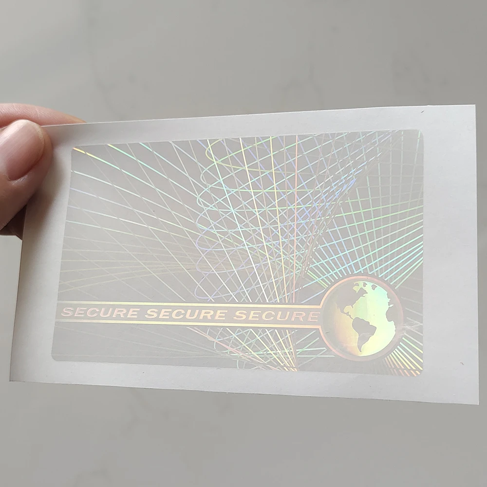 10pcs 84x52mm Transparent Hologram Decoration Sticker Waterproof Tear Resistant Clear Plastic Laser Holographic Anti-fake Label