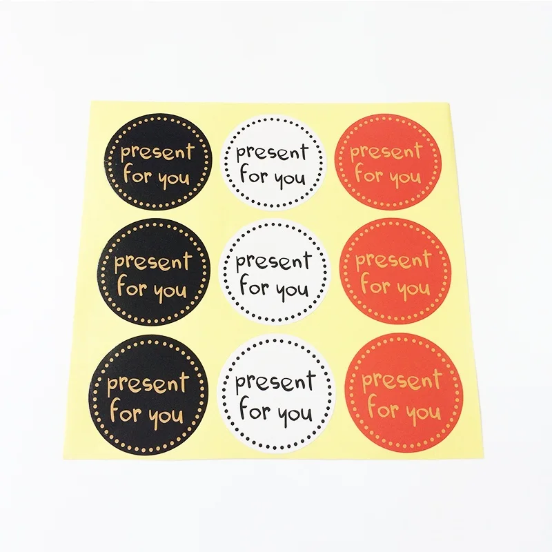 90Pcs/lot Hot Sale 'Present for You' Design Sticker Labels Food Seals Gift Stickers For Wedding Seals White/Black/Red 3 Color
