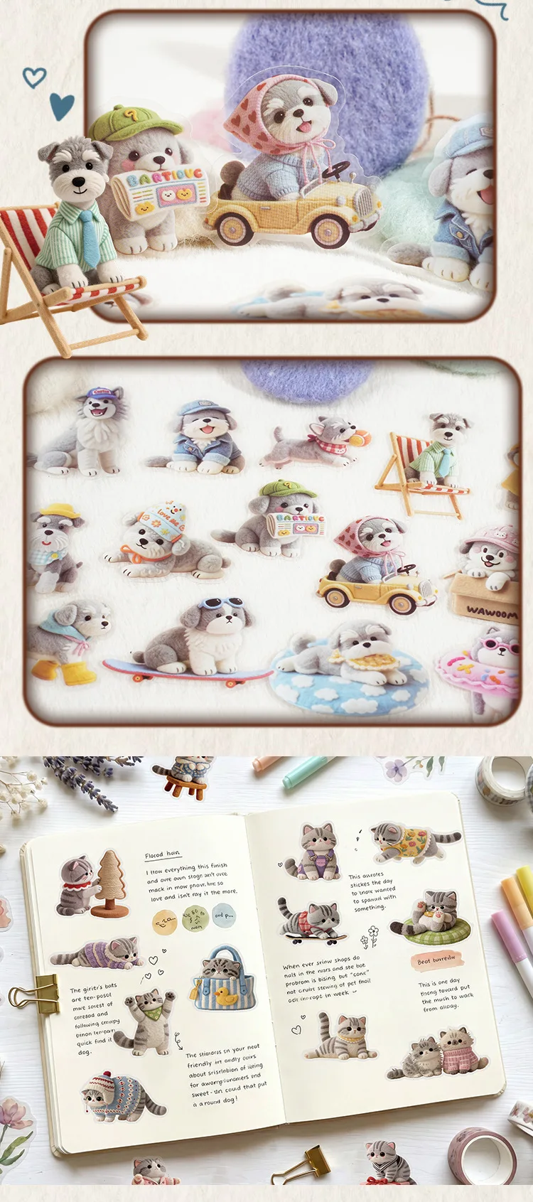 15pcs/lot Kawaii Stationery Stickers fluffy companion DIY Junk Journal Paper Planner Decorative stickers