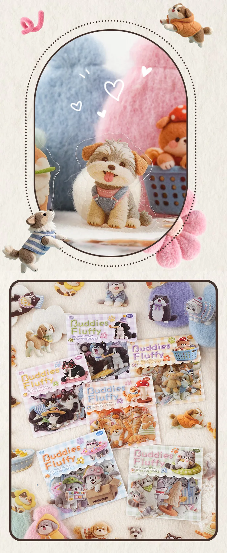 15pcs/lot Kawaii Stationery Stickers fluffy companion DIY Junk Journal Paper Planner Decorative stickers