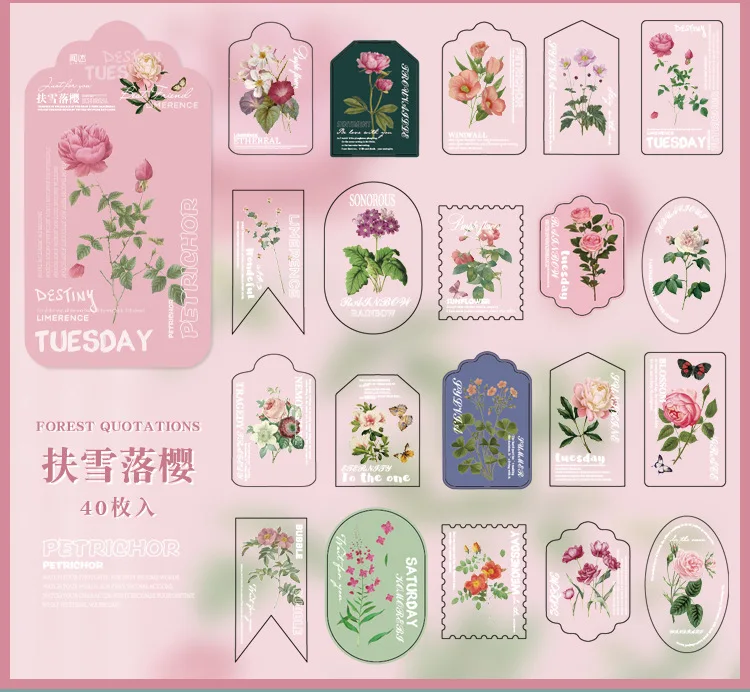 40pcs/lot Kawaii Stationery Stickers Forest Quotations Diary Planner Decorative Mobile Sticker Scrapbooking DIY Craft Sticker
