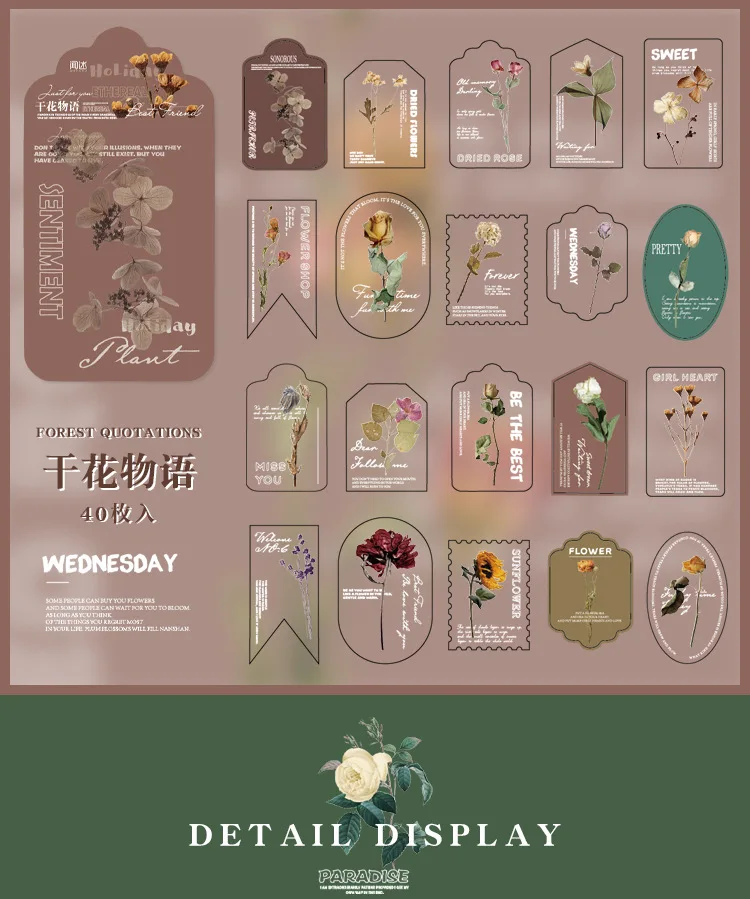40pcs/lot Kawaii Stationery Stickers Forest Quotations Diary Planner Decorative Mobile Sticker Scrapbooking DIY Craft Sticker