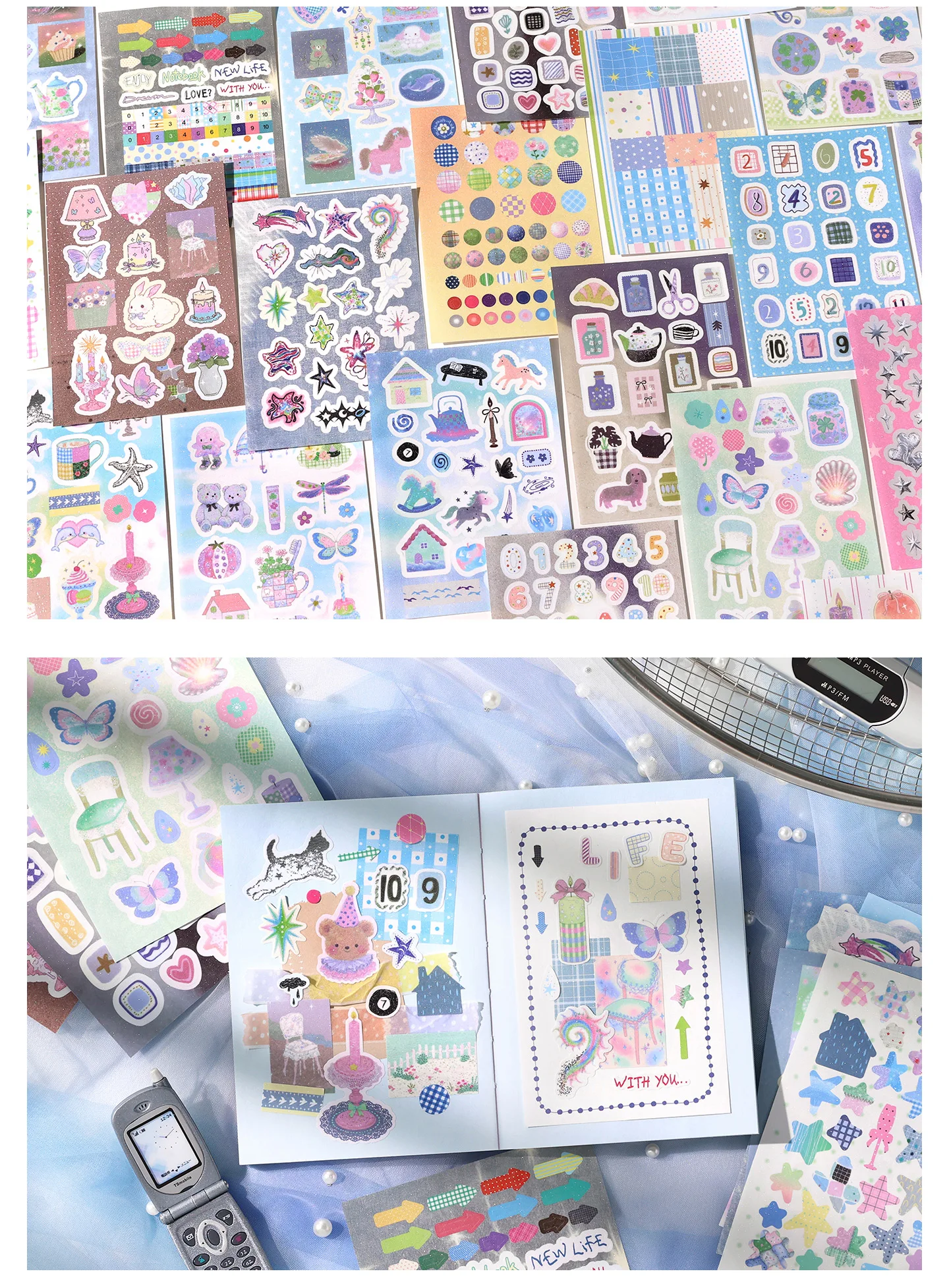 Cyberpunk-Themed Die-Cut Sticker Book DIY Decorative Journal 20/40 Sheets Aesthetic Stationery Stickers for Phone Case Collage