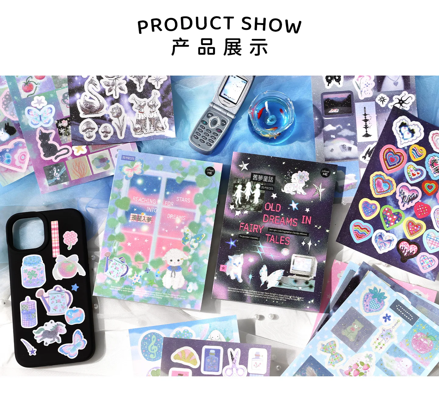 Cyberpunk-Themed Die-Cut Sticker Book DIY Decorative Journal 20/40 Sheets Aesthetic Stationery Stickers for Phone Case Collage