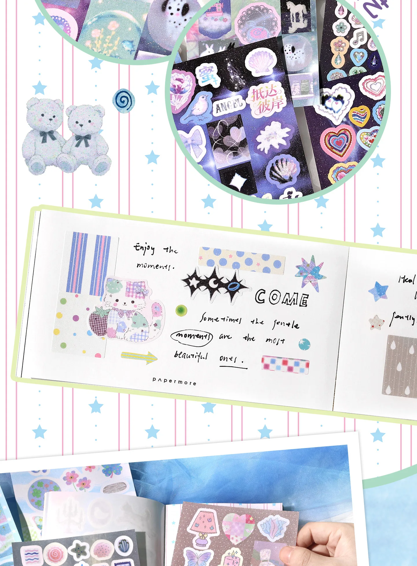 Cyberpunk-Themed Die-Cut Sticker Book DIY Decorative Journal 20/40 Sheets Aesthetic Stationery Stickers for Phone Case Collage