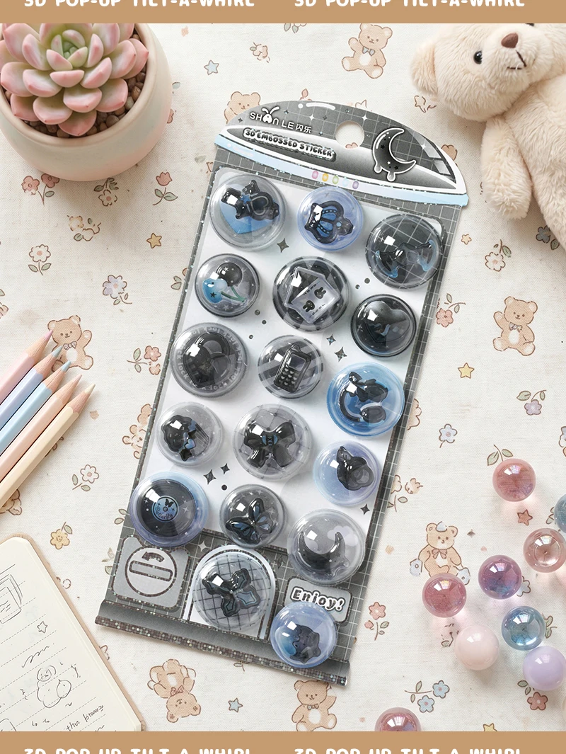 New Cartoon Capsules Shake 3D Relief Stickers Scrapbooking Diy Diary Decor Journaling Stationery Cute Stickers School Supplies