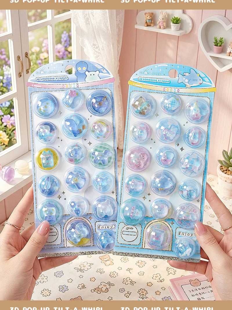 New Cartoon Capsules Shake 3D Relief Stickers Scrapbooking Diy Diary Decor Journaling Stationery Cute Stickers School Supplies