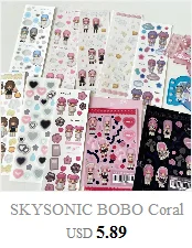 SKYSONIC BOBO Coral 1PC Decorative Stickers Sweet Girl Sub Korean DIY Sticker Journal Junk Agenda Stationery Suppliers