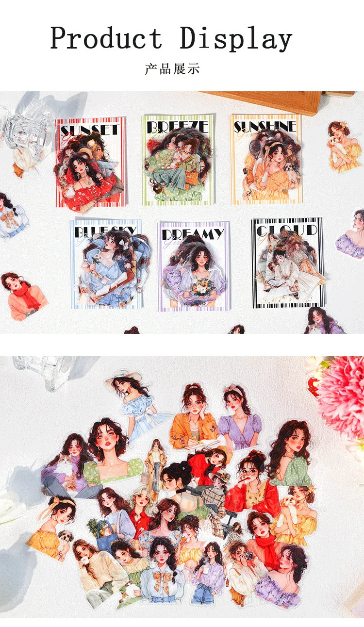 40sheets/lot Kawaii Stationery Stickers Rainbow Girl Diary Planner Decorative Mobile Stickers Scrapbooking DIY Sticker