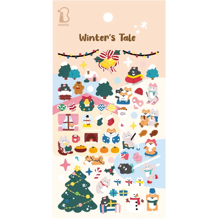 Korean Import Original Bonito Christmas Skiing Animals Paper Stickers Scrapbooking Diy Journal Stationery Sticker Aesthetic Gift