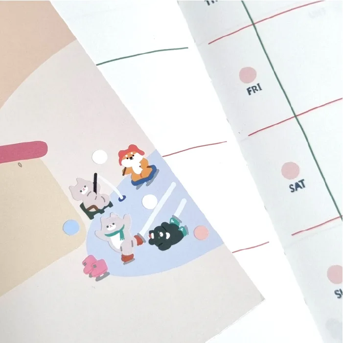 Korean Import Original Bonito Christmas Skiing Animals Paper Stickers Scrapbooking Diy Journal Stationery Sticker Aesthetic Gift