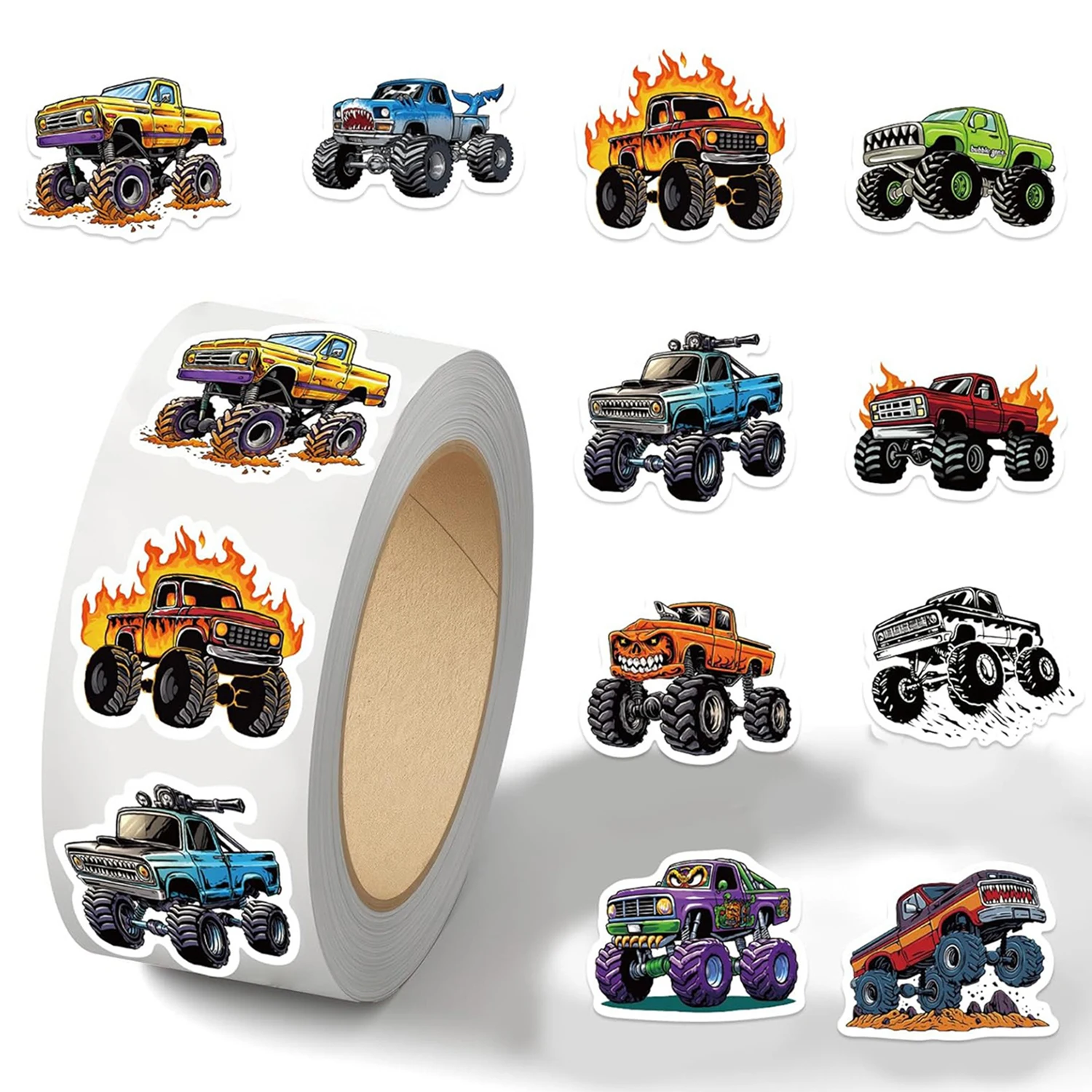 50-500PCS Monster Truck Stickers Cartoon Truck Car Stickers Car Decals 10 Styles Cars