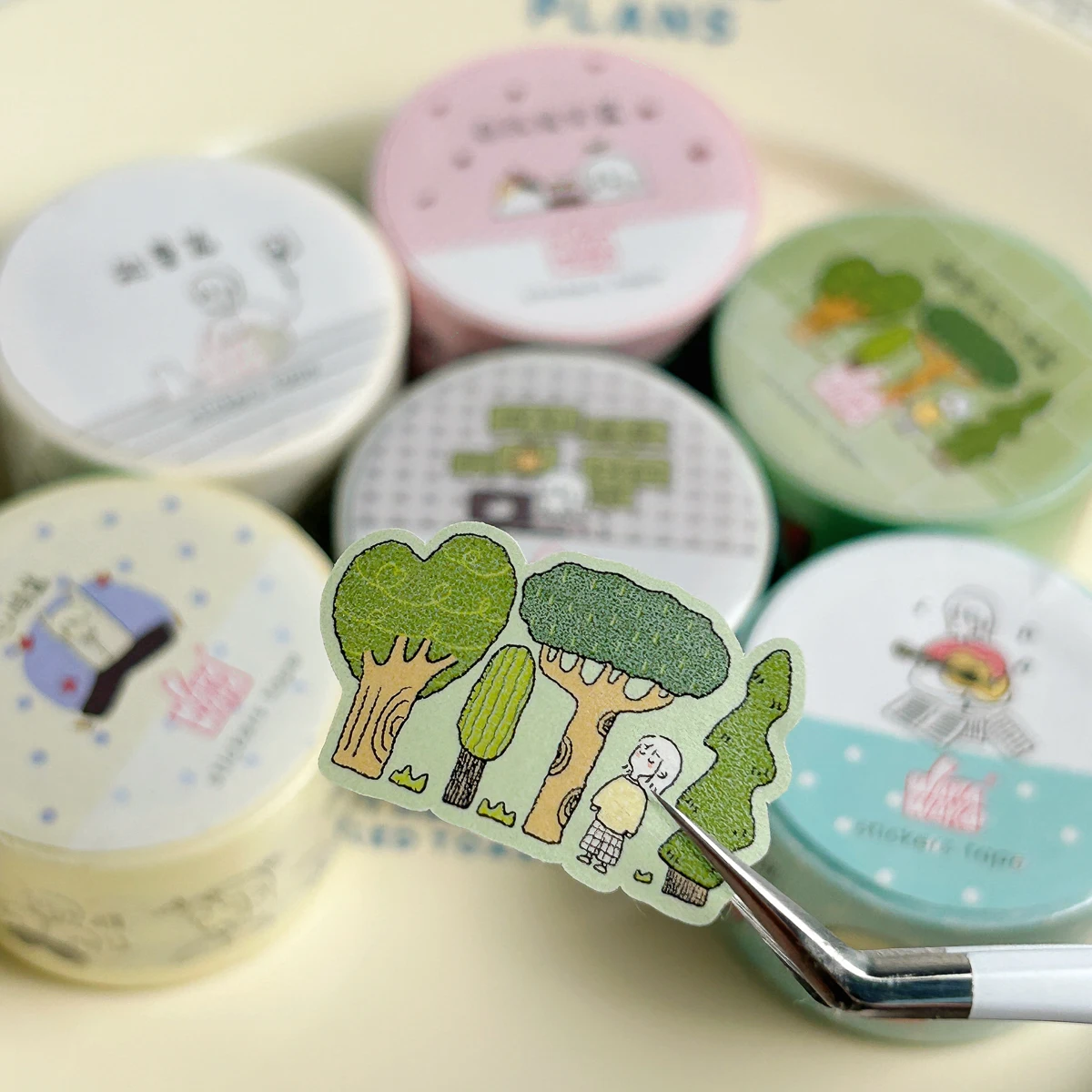 WAKAWAKA Mood Die Cut Sticker Roll Scrapbooking Sticker Cute Emotion Tracker Washi Sticker for Journal Planner 2.5cm