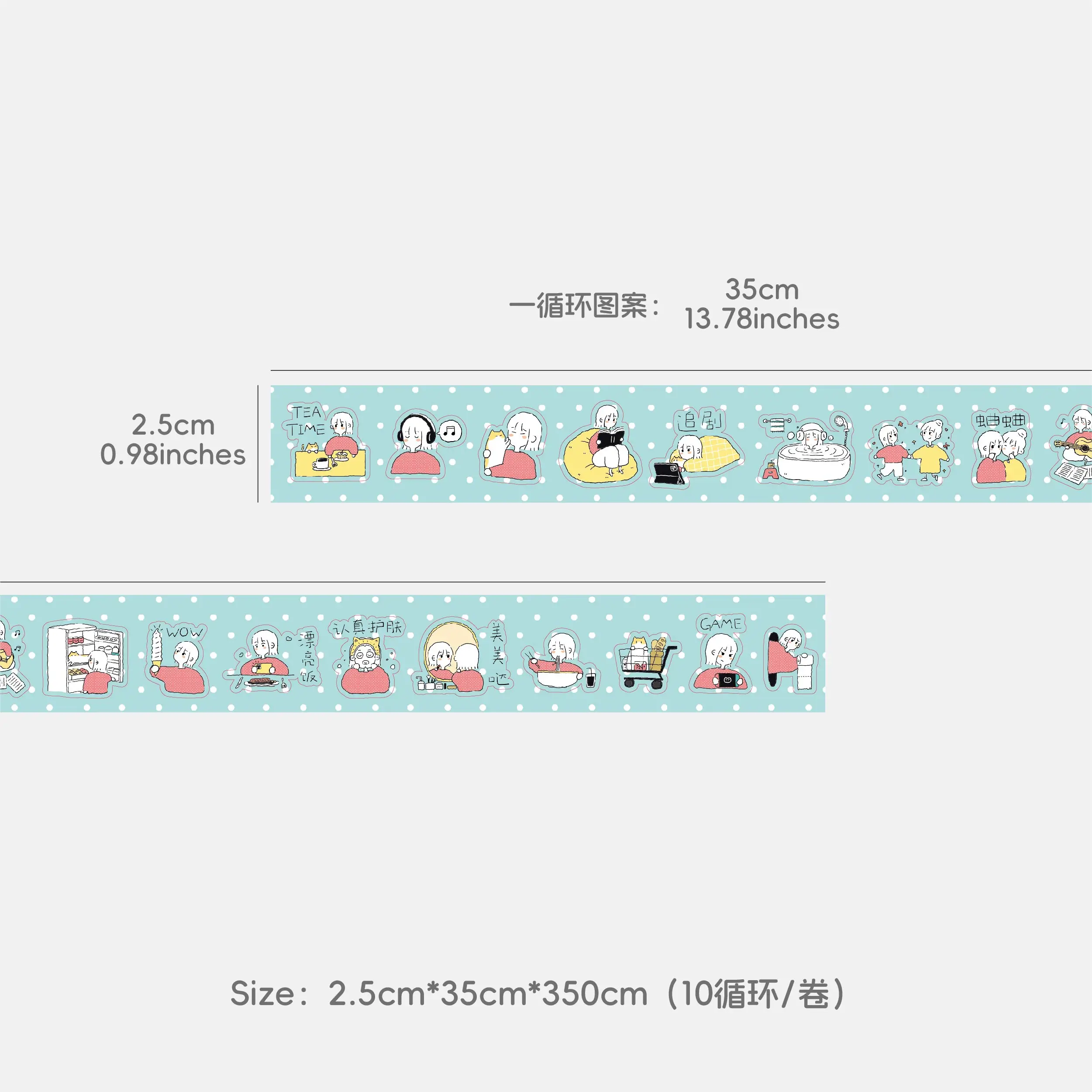 WAKAWAKA Mood Die Cut Sticker Roll Scrapbooking Sticker Cute Emotion Tracker Washi Sticker for Journal Planner 2.5cm