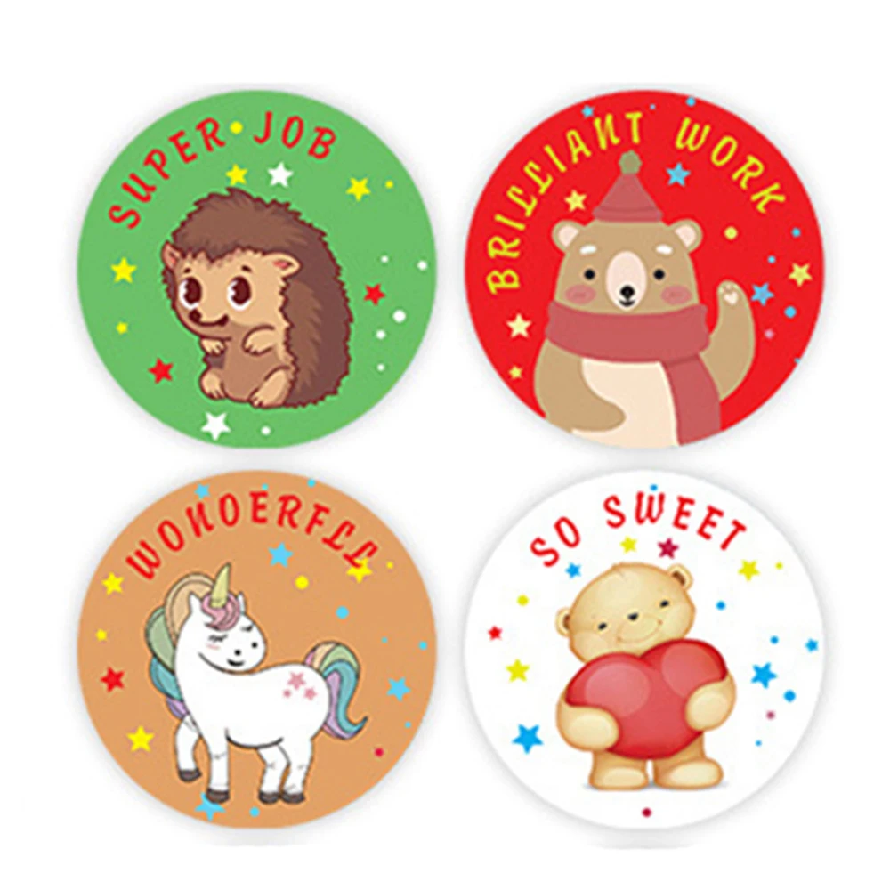 50-500pcs Cute Cartoon Animals Sticker For Kids Encourage Sealing Labels School Teacher Supplies Child Reward Sticker DIY Labels