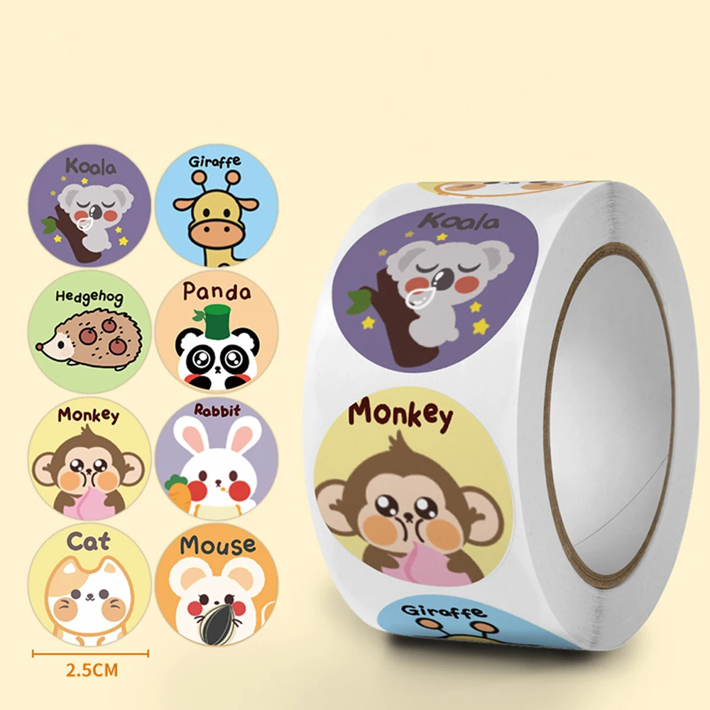50-500pcs Cute Cartoon Animals Sticker For Kids Encourage Sealing Labels School Teacher Supplies Child Reward Sticker DIY Labels
