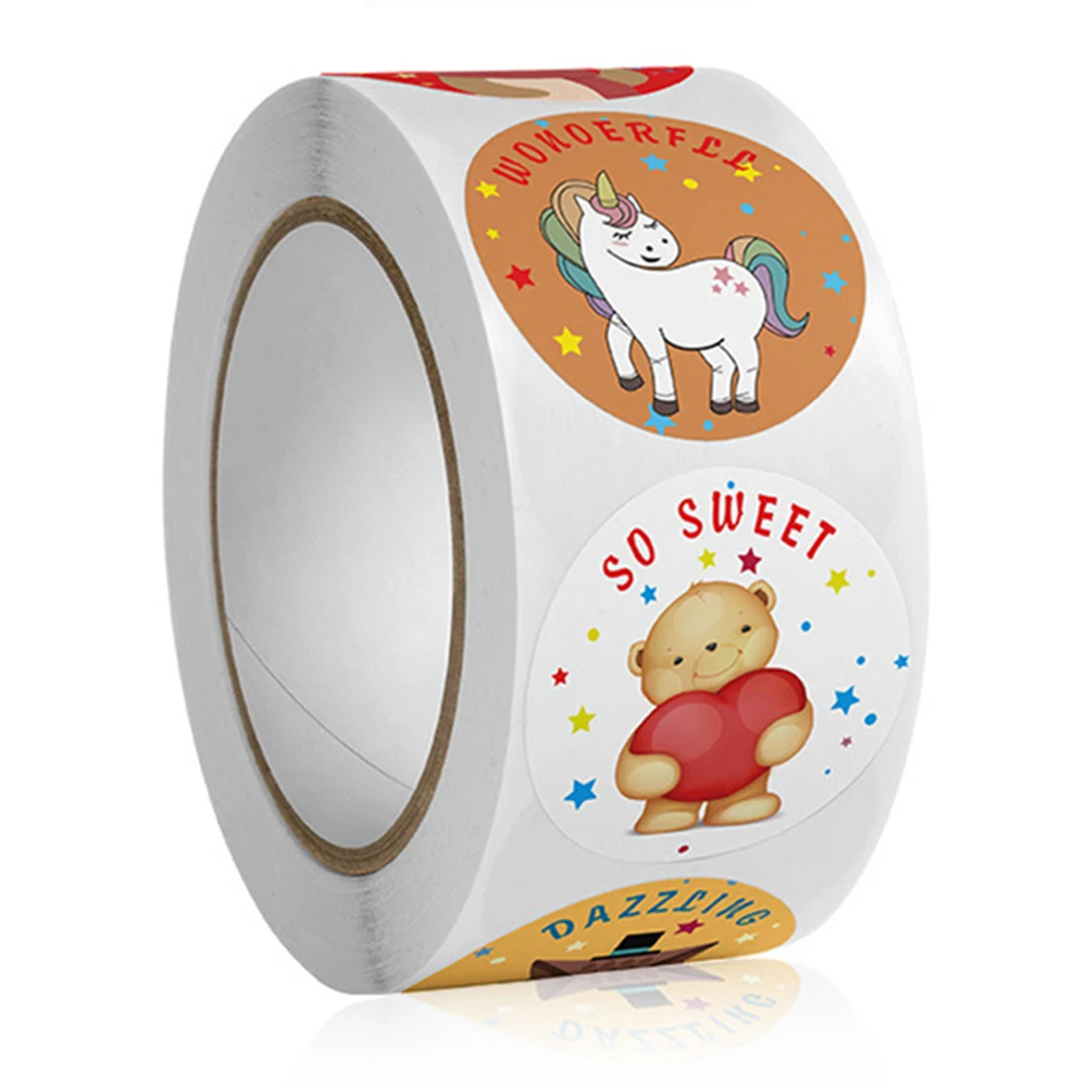 50-500pcs Cute Cartoon Animals Sticker For Kids Encourage Sealing Labels School Teacher Supplies Child Reward Sticker DIY Labels