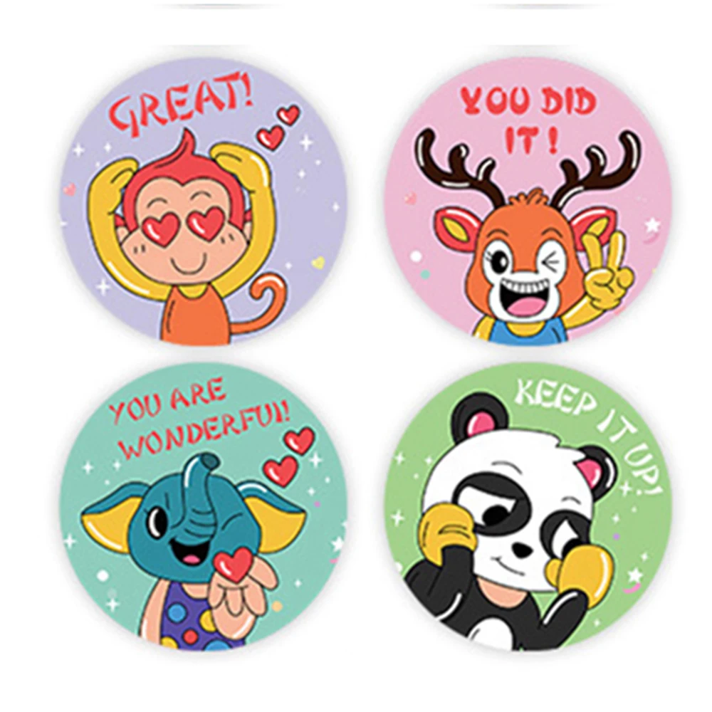 50-500pcs Cute Cartoon Animals Sticker For Kids Encourage Sealing Labels School Teacher Supplies Child Reward Sticker DIY Labels