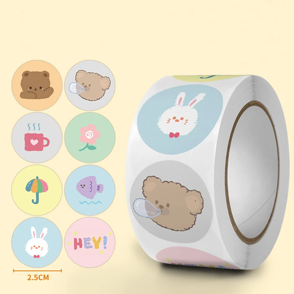 50-500pcs Cute Cartoon Animals Sticker For Kids Encourage Sealing Labels School Teacher Supplies Child Reward Sticker DIY Labels