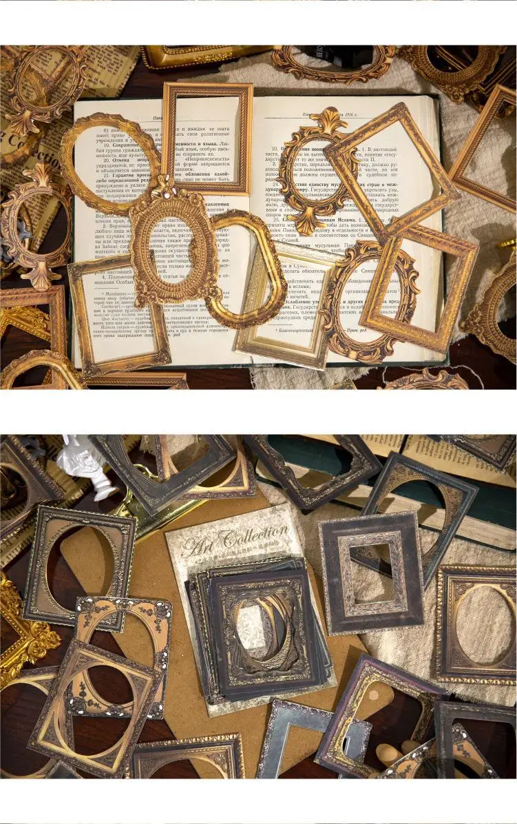 30pcs/bag Retro Album Painting Frame Sticker Bag Old Years Trace Creative DIY Scrapbooking Collages Decorative Materials