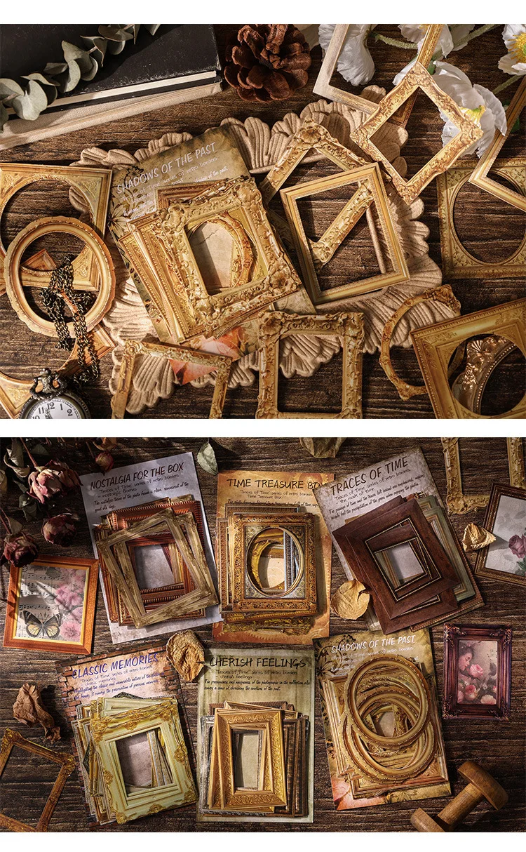 30pcs/bag Retro Album Painting Frame Sticker Bag Old Years Trace Creative DIY Scrapbooking Collages Decorative Materials