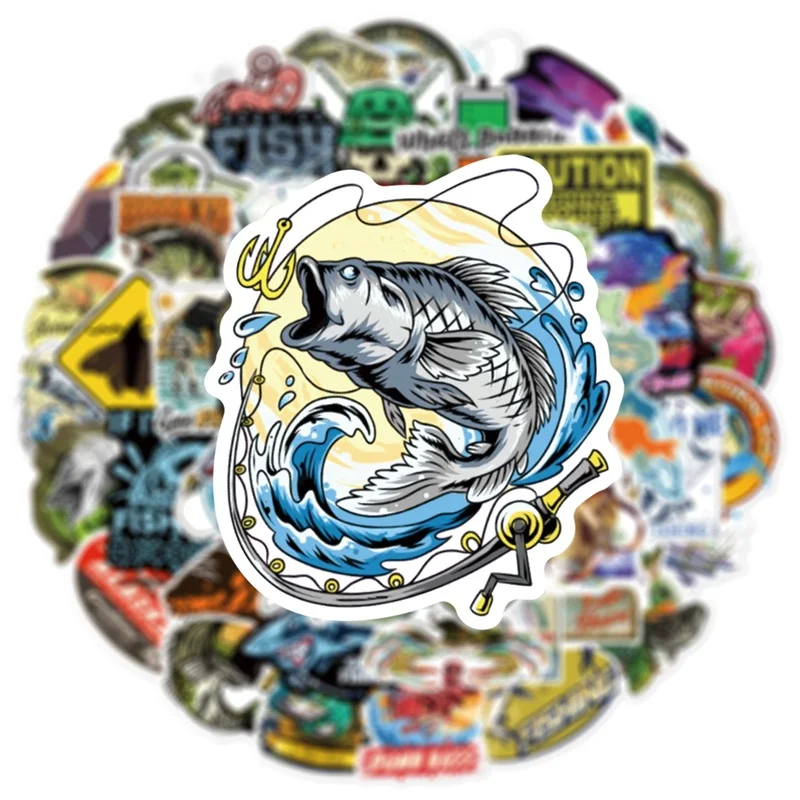 10/30/50PCS Cartoon Fishing Sticker Aesthetic PVC Korean Stationery Supplies Decoration Scrapbooking