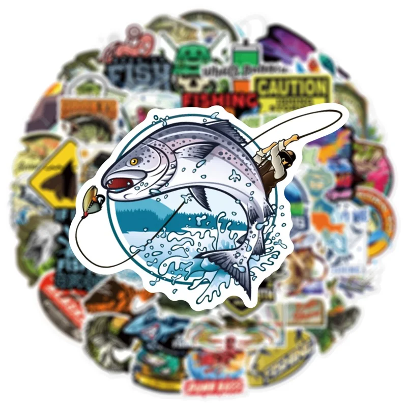 10/30/50PCS Cartoon Fishing Sticker Aesthetic PVC Korean Stationery Supplies Decoration Scrapbooking