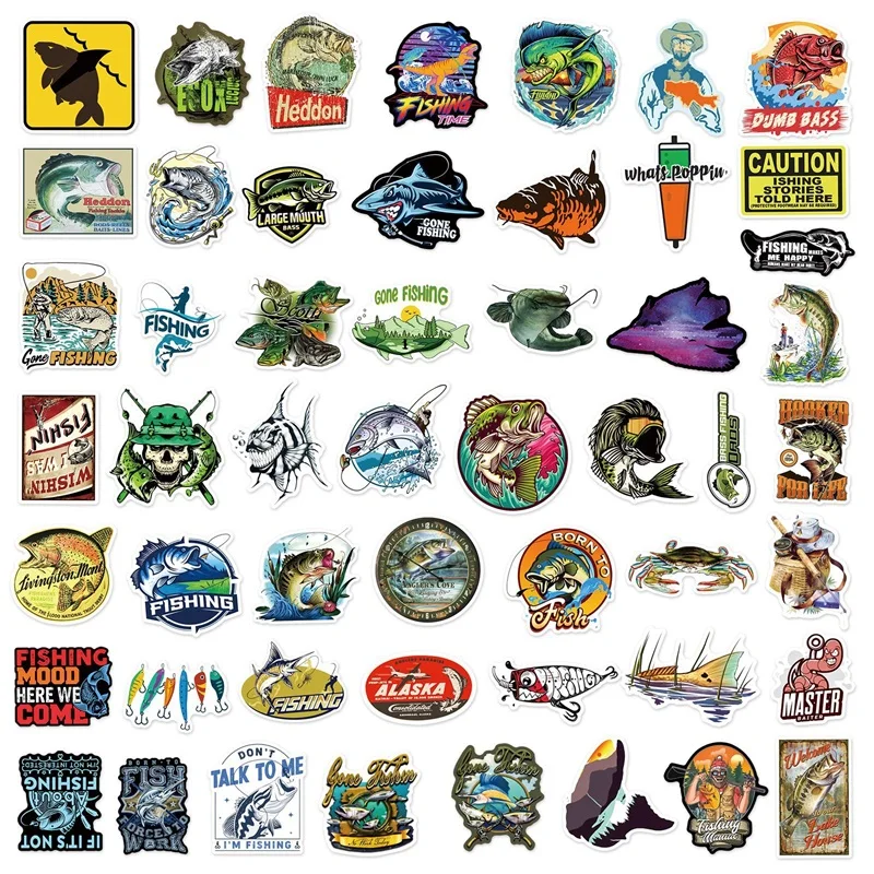 10/30/50PCS Cartoon Fishing Sticker Aesthetic PVC Korean Stationery Supplies Decoration Scrapbooking