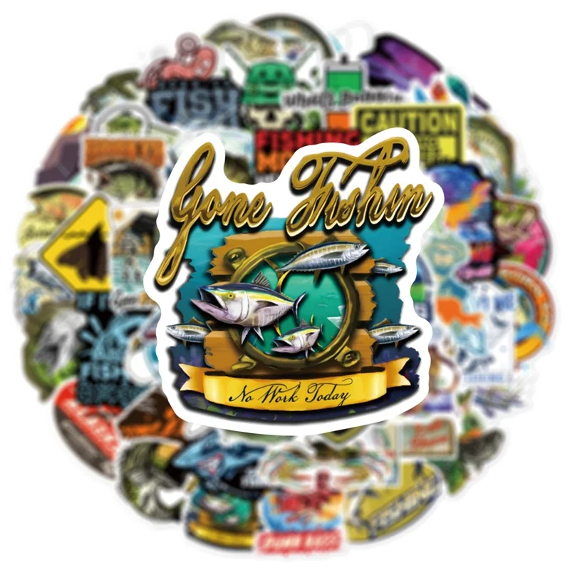 10/30/50PCS Cartoon Fishing Sticker Aesthetic PVC Korean Stationery Supplies Decoration Scrapbooking