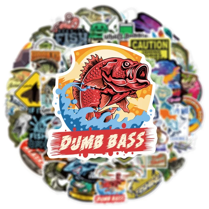 10/30/50PCS Cartoon Fishing Sticker Aesthetic PVC Korean Stationery Supplies Decoration Scrapbooking