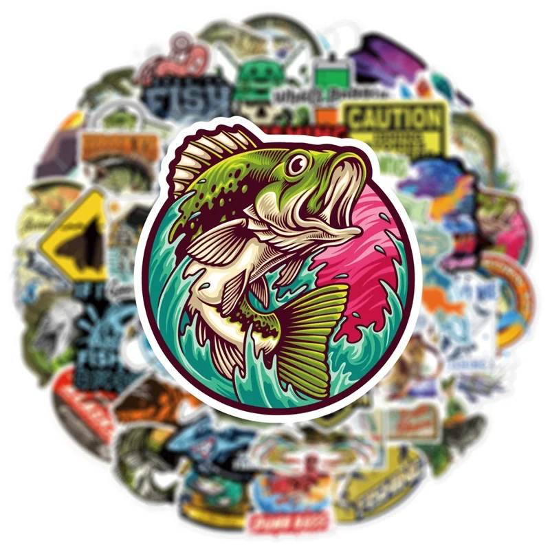 10/30/50PCS Cartoon Fishing Sticker Aesthetic PVC Korean Stationery Supplies Decoration Scrapbooking