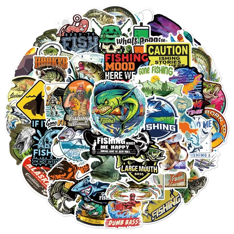 10/30/50PCS Cartoon Fishing Sticker Aesthetic PVC Korean Stationery Supplies Decoration Scrapbooking