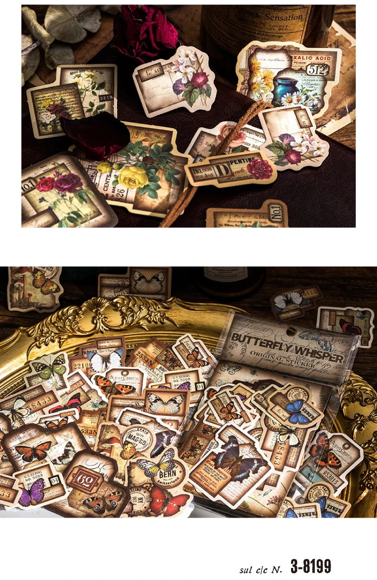 30pcs/pack Vintage Stickers Collage Junk Journal Supp;oes DIY Scrapbooking Vintage Stationery Decor Diary Craft Stickers