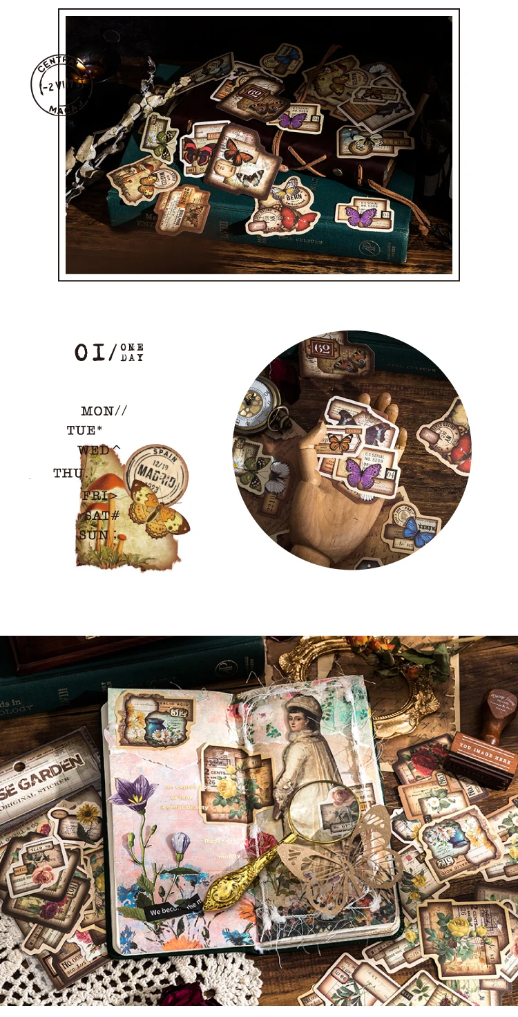 30pcs/pack Vintage Stickers Collage Junk Journal Supp;oes DIY Scrapbooking Vintage Stationery Decor Diary Craft Stickers