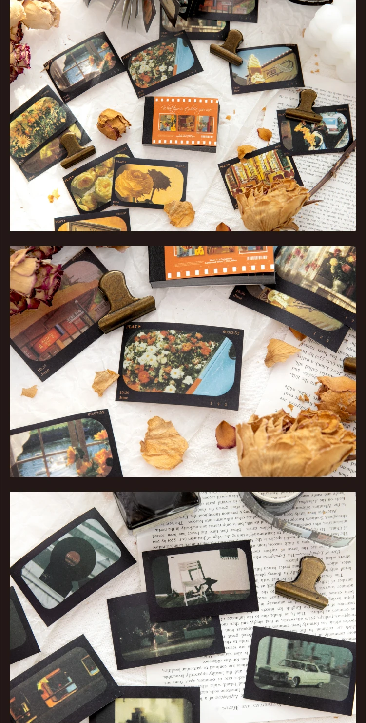 JIAMEI 50sheets/book Creative Retro Street View Aesthetic Stickers Cute Mini Stickers Book DIY Scrapbooking Decorative Materials