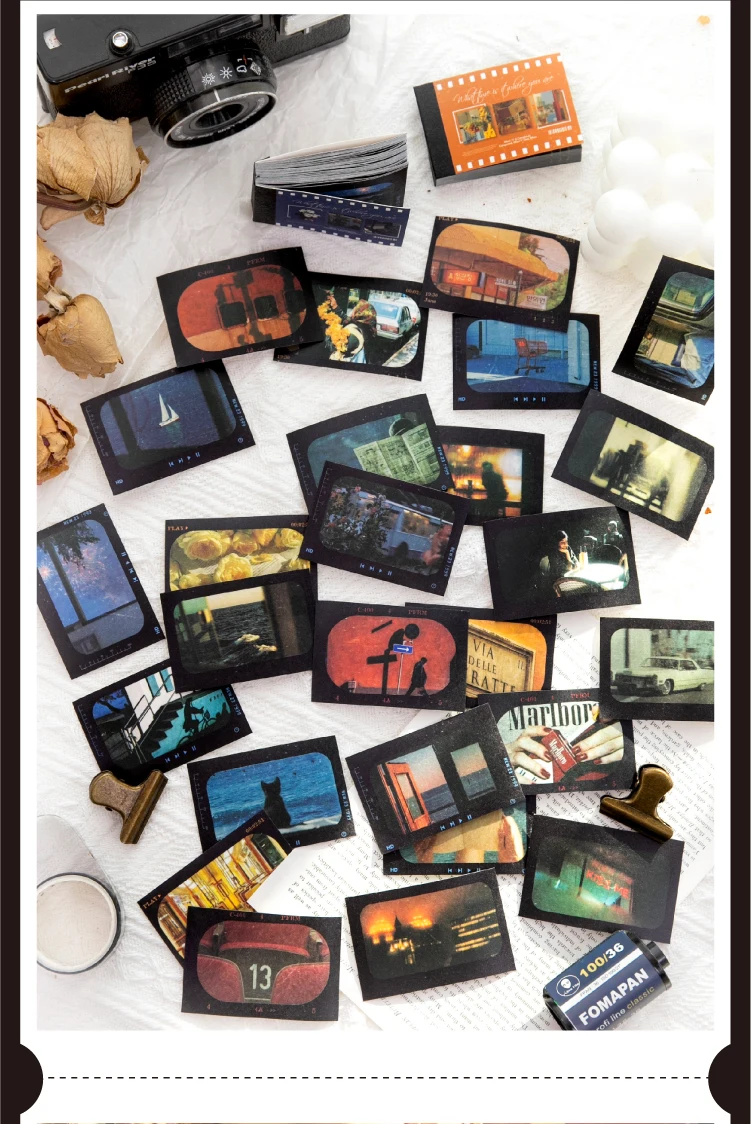 JIAMEI 50sheets/book Creative Retro Street View Aesthetic Stickers Cute Mini Stickers Book DIY Scrapbooking Decorative Materials
