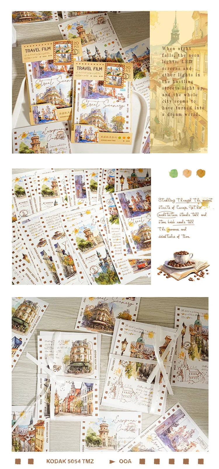 20pcs/1lot kawaii Stationery Stickers Travel Film Diary Planner junk journal Decorative Scrapbooking DIY Craft Stickers