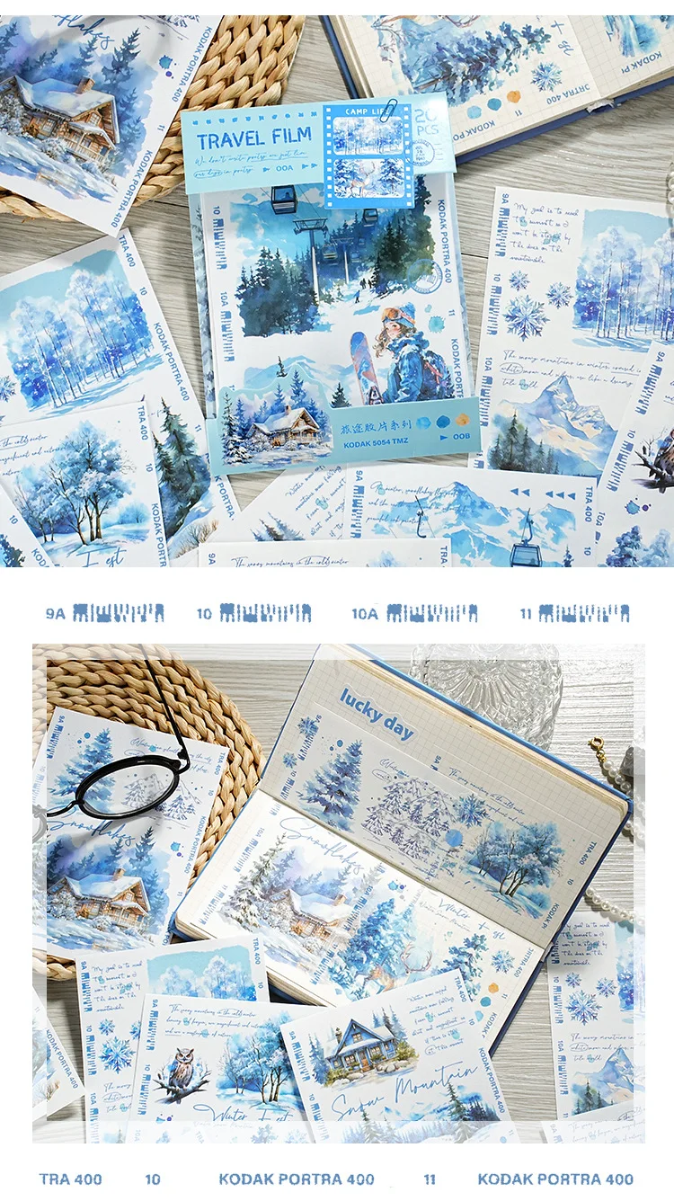 20pcs/1lot kawaii Stationery Stickers Travel Film Diary Planner junk journal Decorative Scrapbooking DIY Craft Stickers