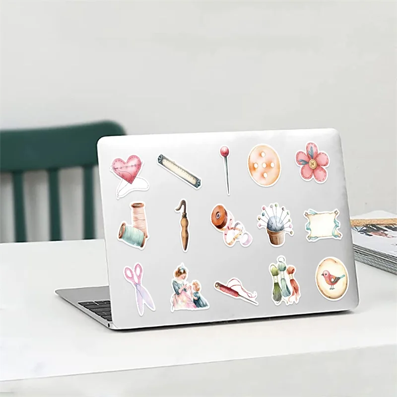 10/30/50PCS Kawaii Pink Sewing PVC Sticker Aesthetic Stationery Decoration Scrapbooking School Supplies