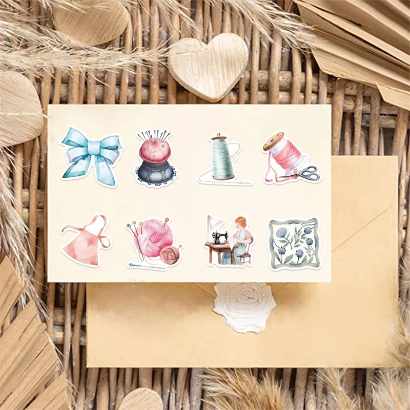 10/30/50PCS Kawaii Pink Sewing PVC Sticker Aesthetic Stationery Decoration Scrapbooking School Supplies