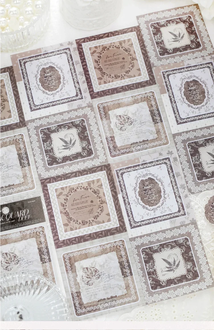 JIANWU Vintage Lace Flower Hollow Border Landscape Material Collage Scrapbooking Sticker Creative DIY Journal Stationery