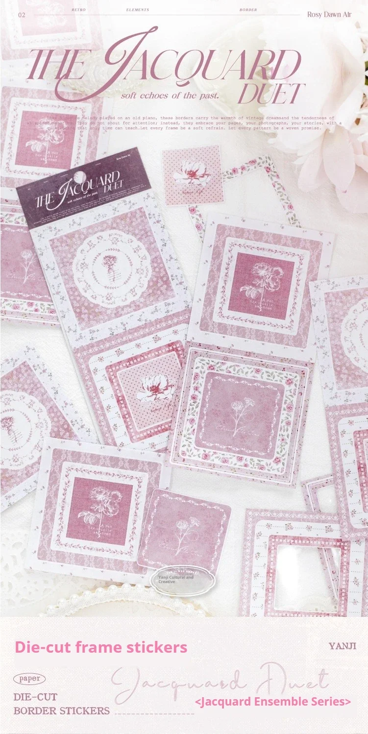 JIANWU Vintage Lace Flower Hollow Border Landscape Material Collage Scrapbooking Sticker Creative DIY Journal Stationery
