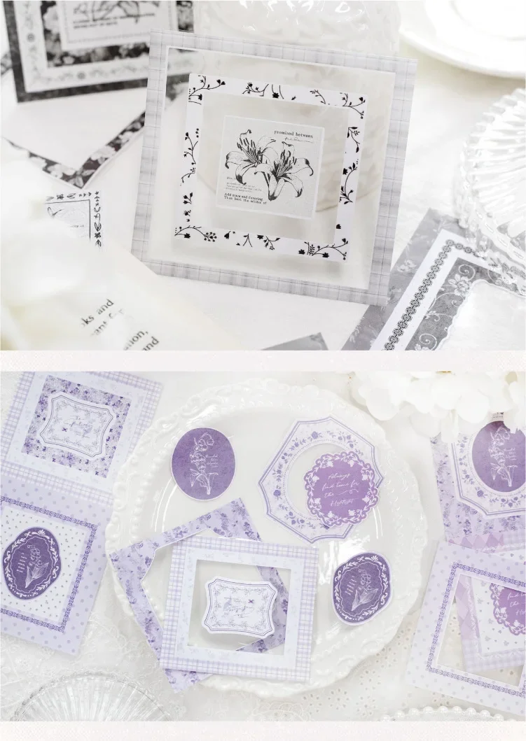 JIANWU Vintage Lace Flower Hollow Border Landscape Material Collage Scrapbooking Sticker Creative DIY Journal Stationery