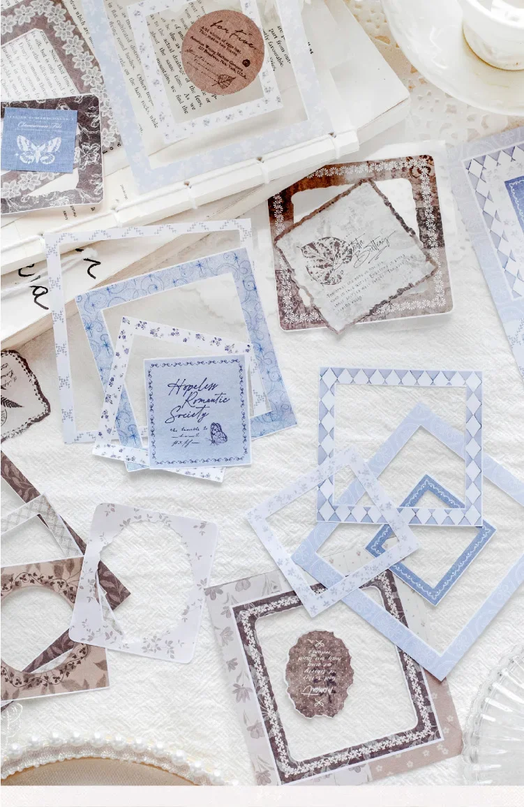 JIANWU Vintage Lace Flower Hollow Border Landscape Material Collage Scrapbooking Sticker Creative DIY Journal Stationery