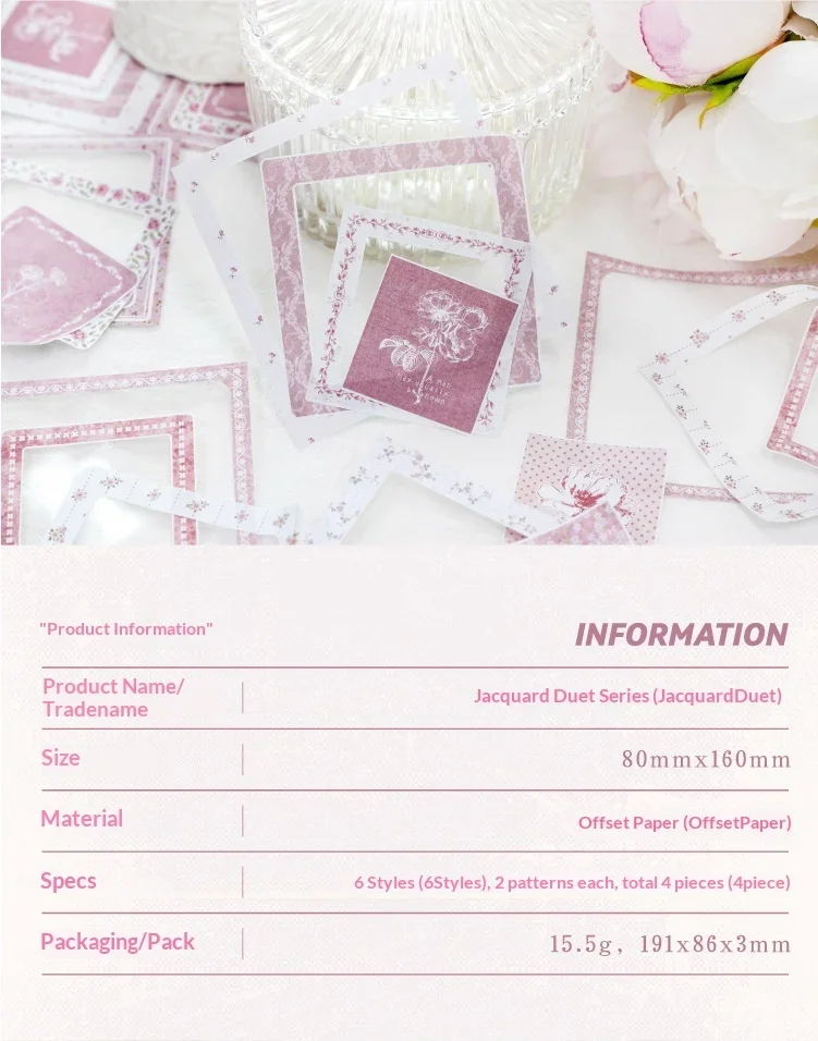 JIANWU Vintage Lace Flower Hollow Border Landscape Material Collage Scrapbooking Sticker Creative DIY Journal Stationery