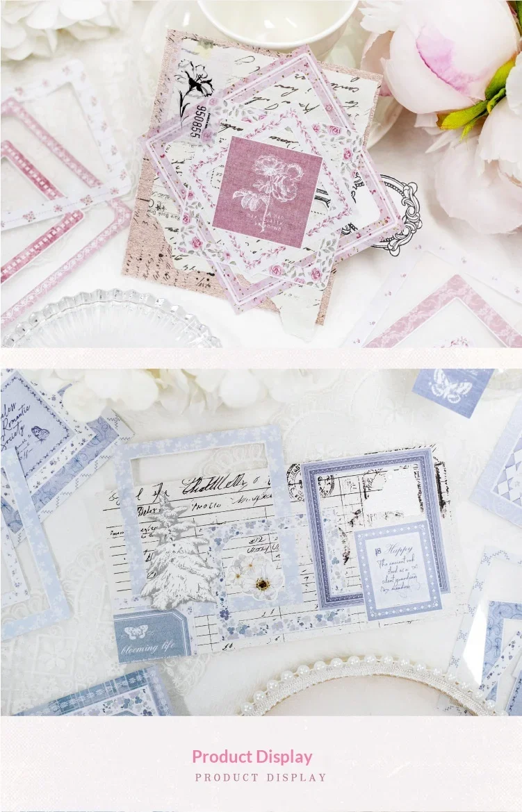 JIANWU Vintage Lace Flower Hollow Border Landscape Material Collage Scrapbooking Sticker Creative DIY Journal Stationery