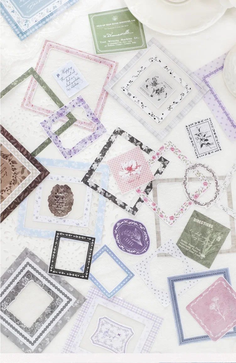 JIANWU Vintage Lace Flower Hollow Border Landscape Material Collage Scrapbooking Sticker Creative DIY Journal Stationery