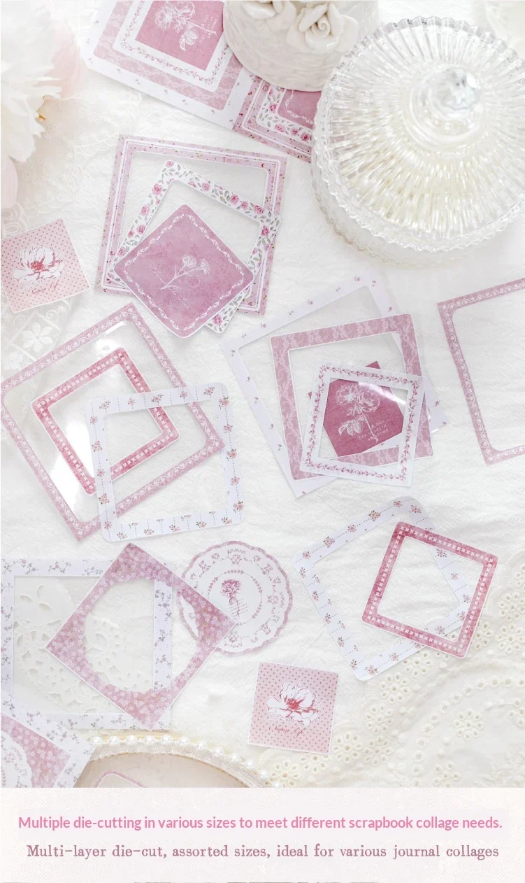 JIANWU Vintage Lace Flower Hollow Border Landscape Material Collage Scrapbooking Sticker Creative DIY Journal Stationery
