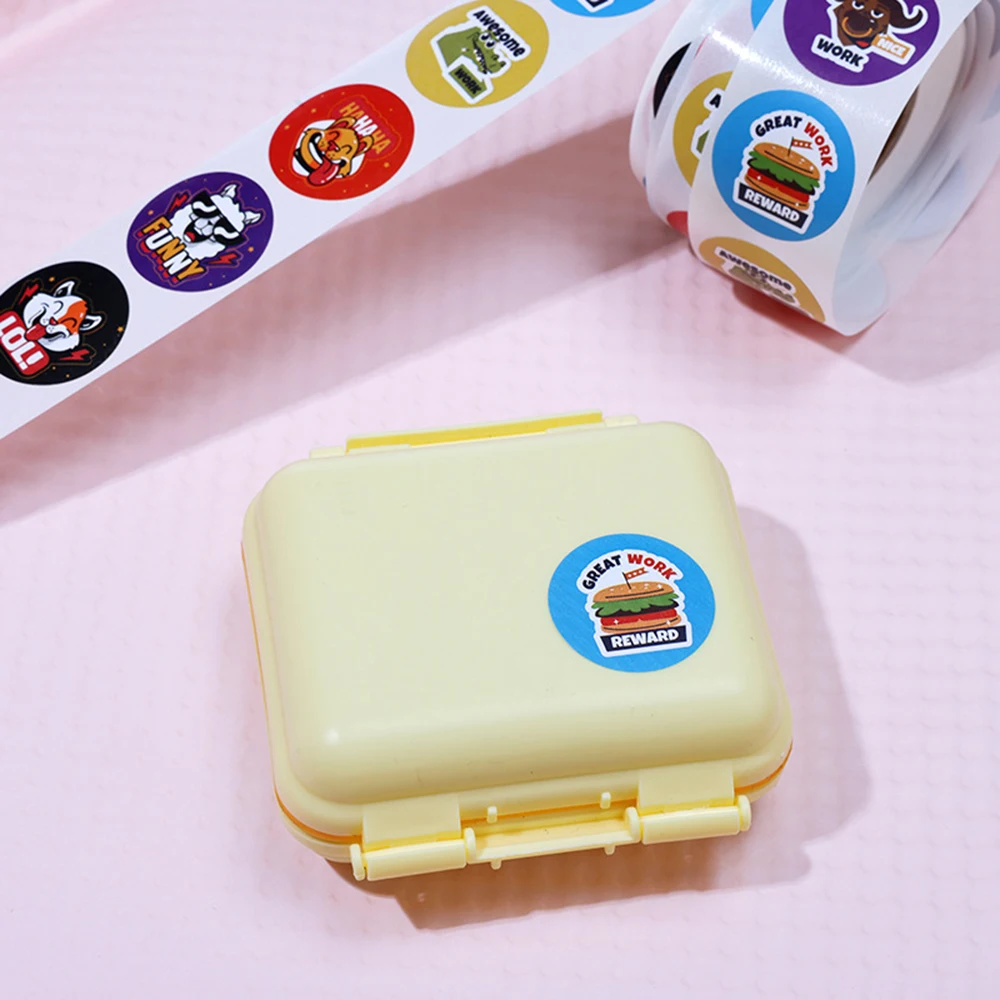 100-500 Pcs 1inch/2.5cm Animal Good Job Cool Stickers Roll for Envelope Praise Reward Student Work Label Stationery Seal Lable